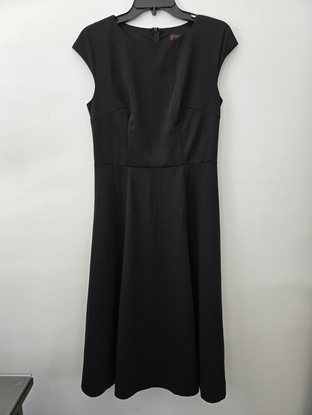 Dresstells modest A-line cocktail midi dress. Black. Size Medium.